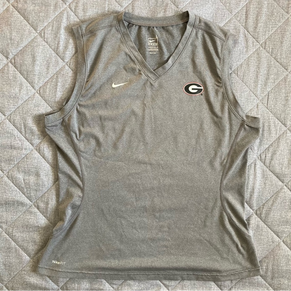University of Georgia Bulldogs Nike Sleeveless Shirt Women’s Large Gray Gym UGA
